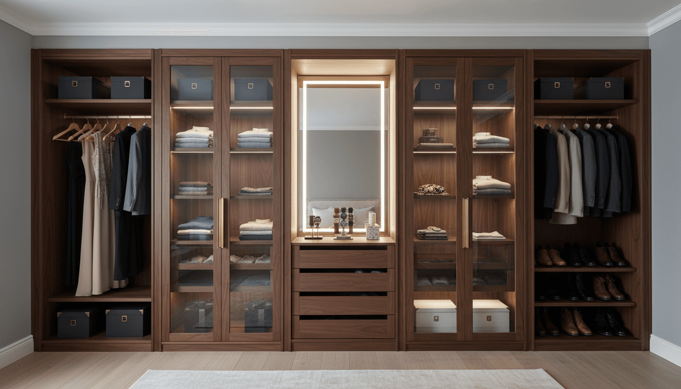 Lemari penyimpanan custom dengan desain terorganisir dan rapi