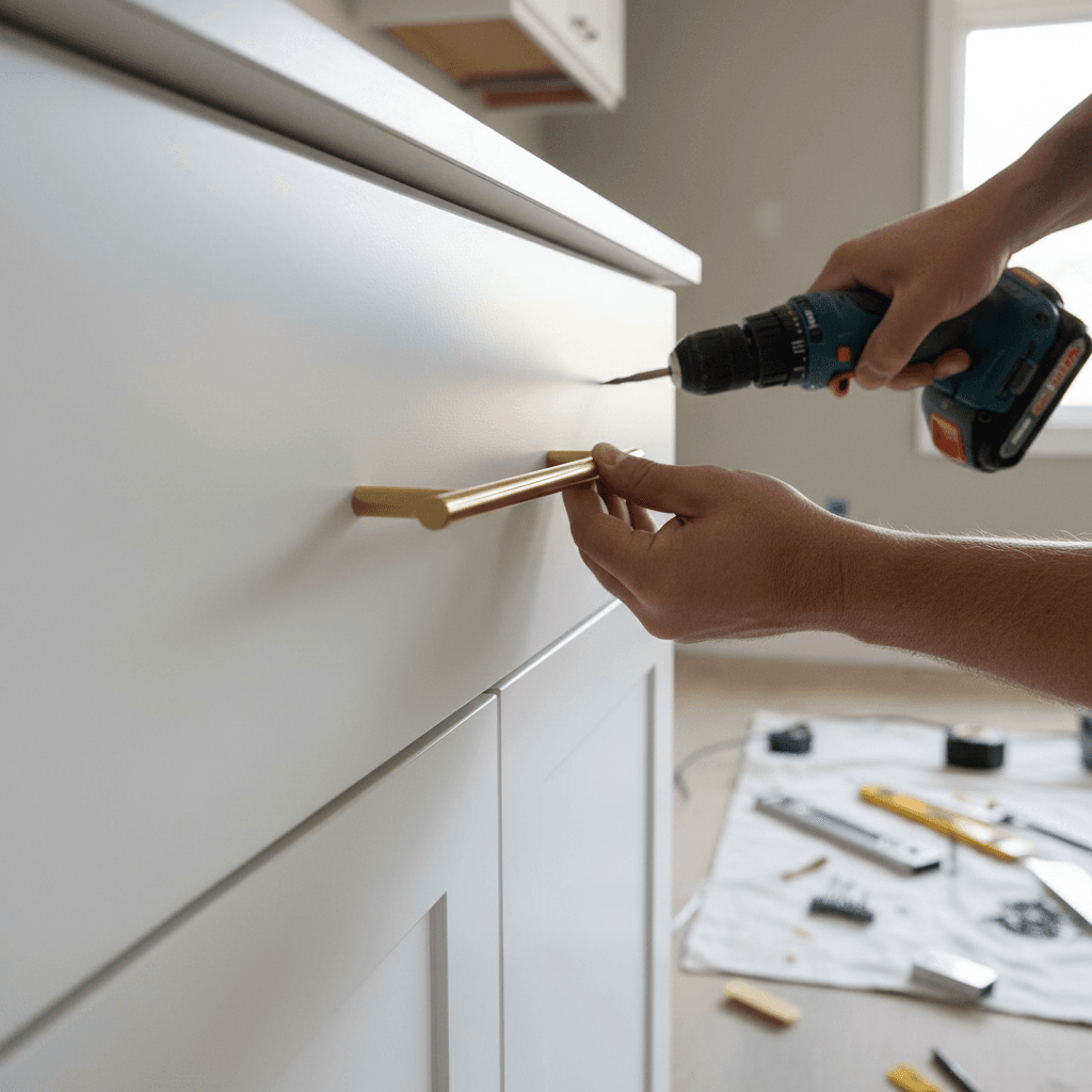 Pengrajin profesional Rumah Idea Interior melakukan instalasi dengan presisi