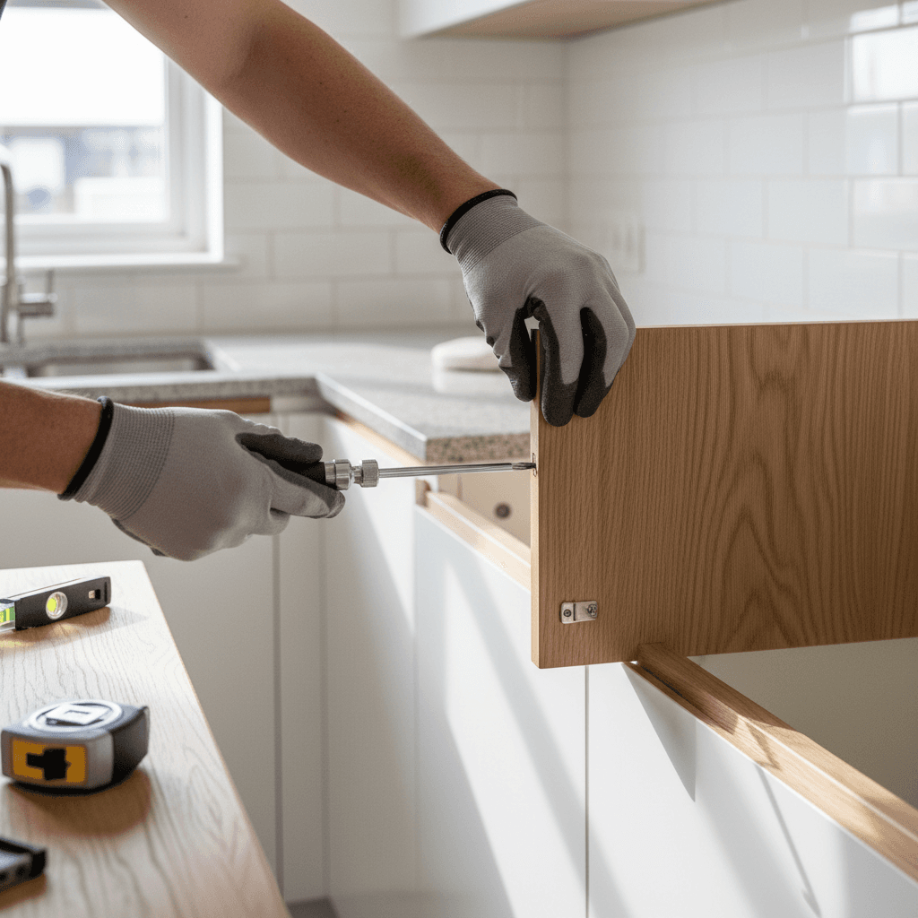 Tukang profesional Rumah Idea Interior saat pemasangan